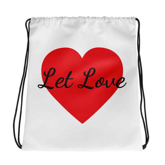 Let Love Drawstring bag